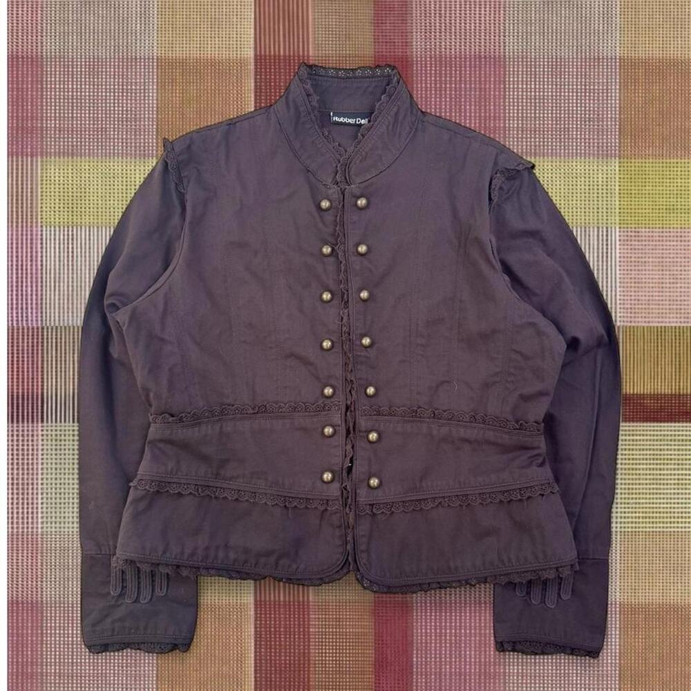 Vintage 2000’s Brown Lace Trim Button up jacket